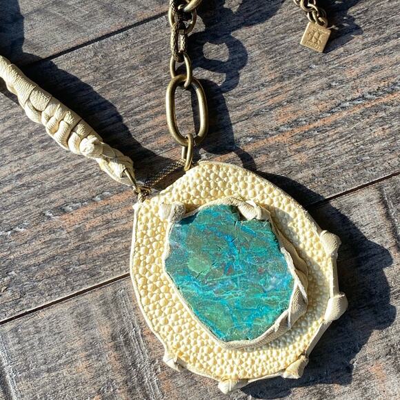 NEW Free People X Annie Hammer Leather Stone Necklace - Picture 5 of 16